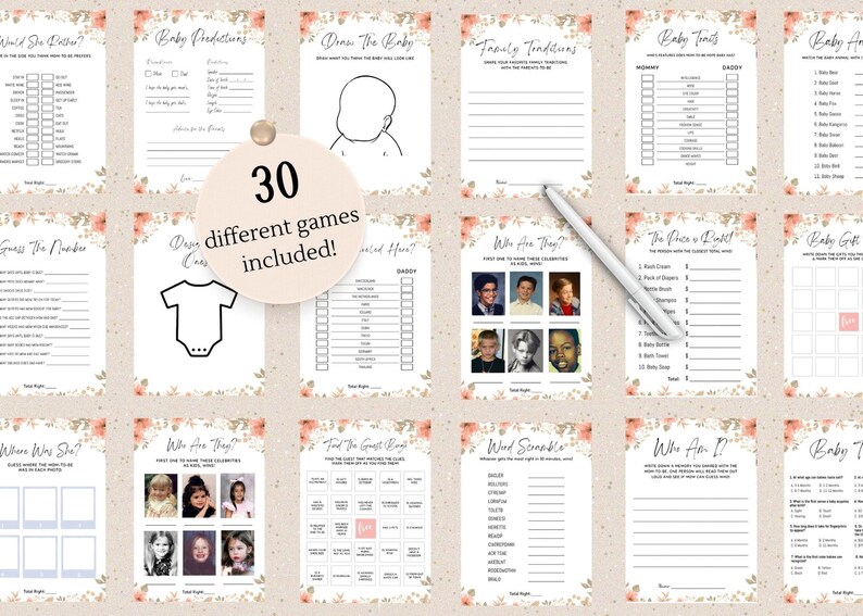 Baby Shower Games Girl Blush Pink Editable Blush Pink Baby Etsy