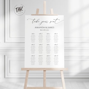 Modèle de tableau de sièges de mariage intemporel, signe de tableau de sièges de mariage élégant minimaliste, téléchargement numérique instantané imprimable, modifiable