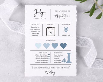 Minimalist Bridesmaid Proposal Info Card Template, Bridesmaid Template, 40+ Dresses And Shoes, Modern Minimalist Bridesmaid Proposal Card