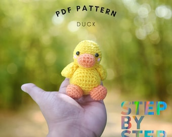 Yellow Duck Amigurumi Crochet Pattern PDF with Step Photos