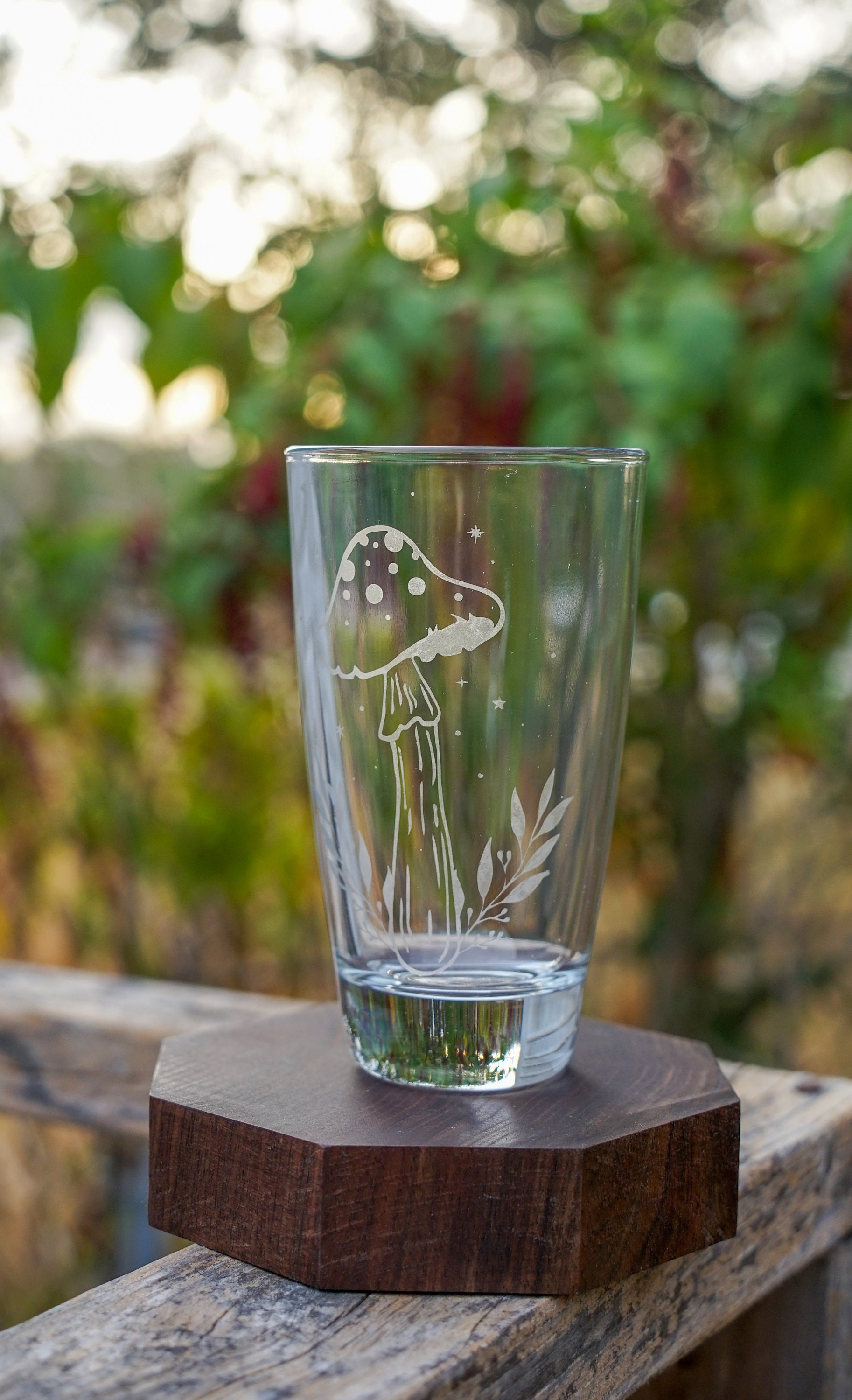 Etched Glass Cup Mushroom Cup Summer Glass Iced Coffee Dining Room