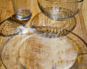 Set of fern dishes cottage core fern plate fern cup fern bowl set of four