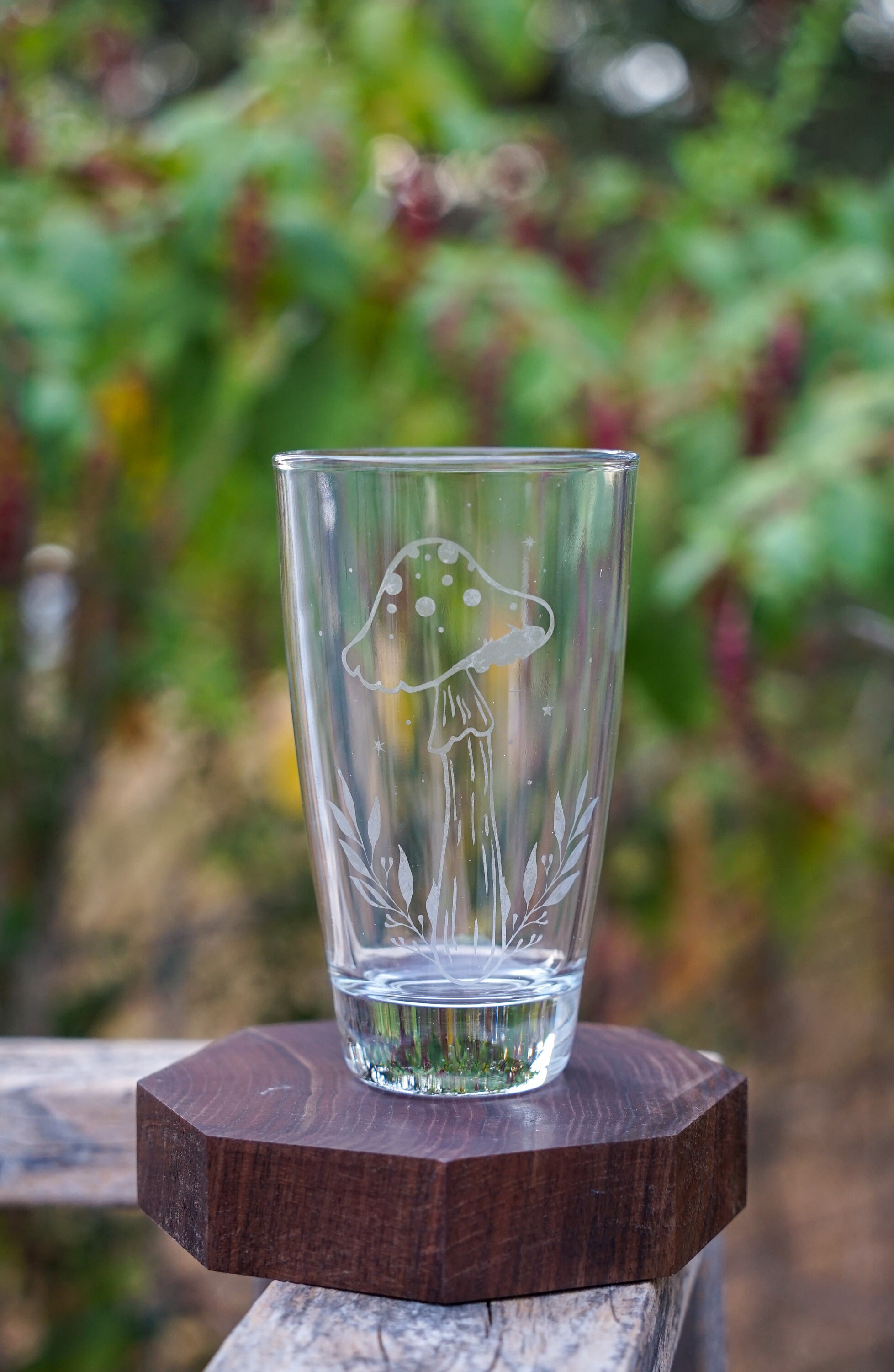 Etched Glass Cup Mushroom Cup Summer Glass Iced Coffee Dining Room