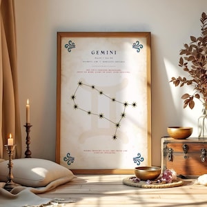 Gemini Zodiac Art | Hand-Drawn Astrology Print | Dual Gothic Wall Decor | Digital Download Printable