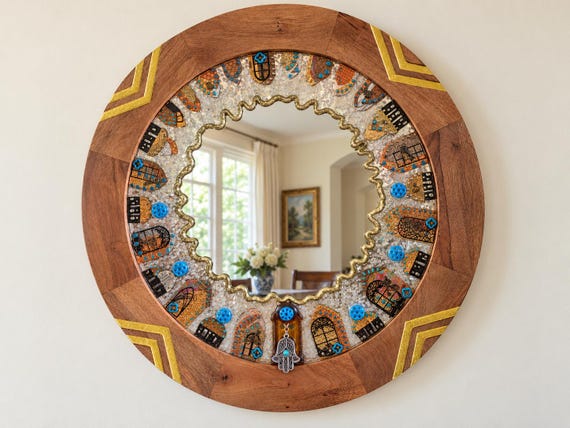 Made-To-Order Handmade Luxury Iraqi Art, Decorated Mirror Décor Turathiat Baghdadiat New House Gift Decoration