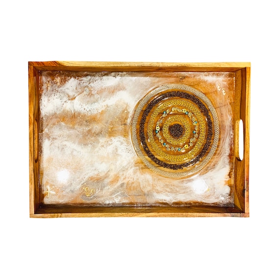Typhoon Hurricane Tornado Large Resin Wooden Tray Starfish Turtle Charms Decorated Tray Nautical Décor Beach House Decor, charcuterie board