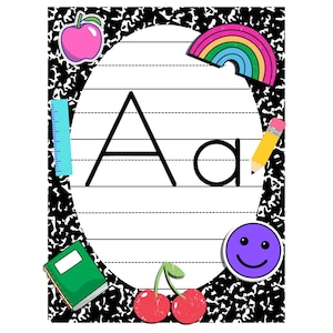 Gedrucktes Notizbuch-Motiv mit Alphabet