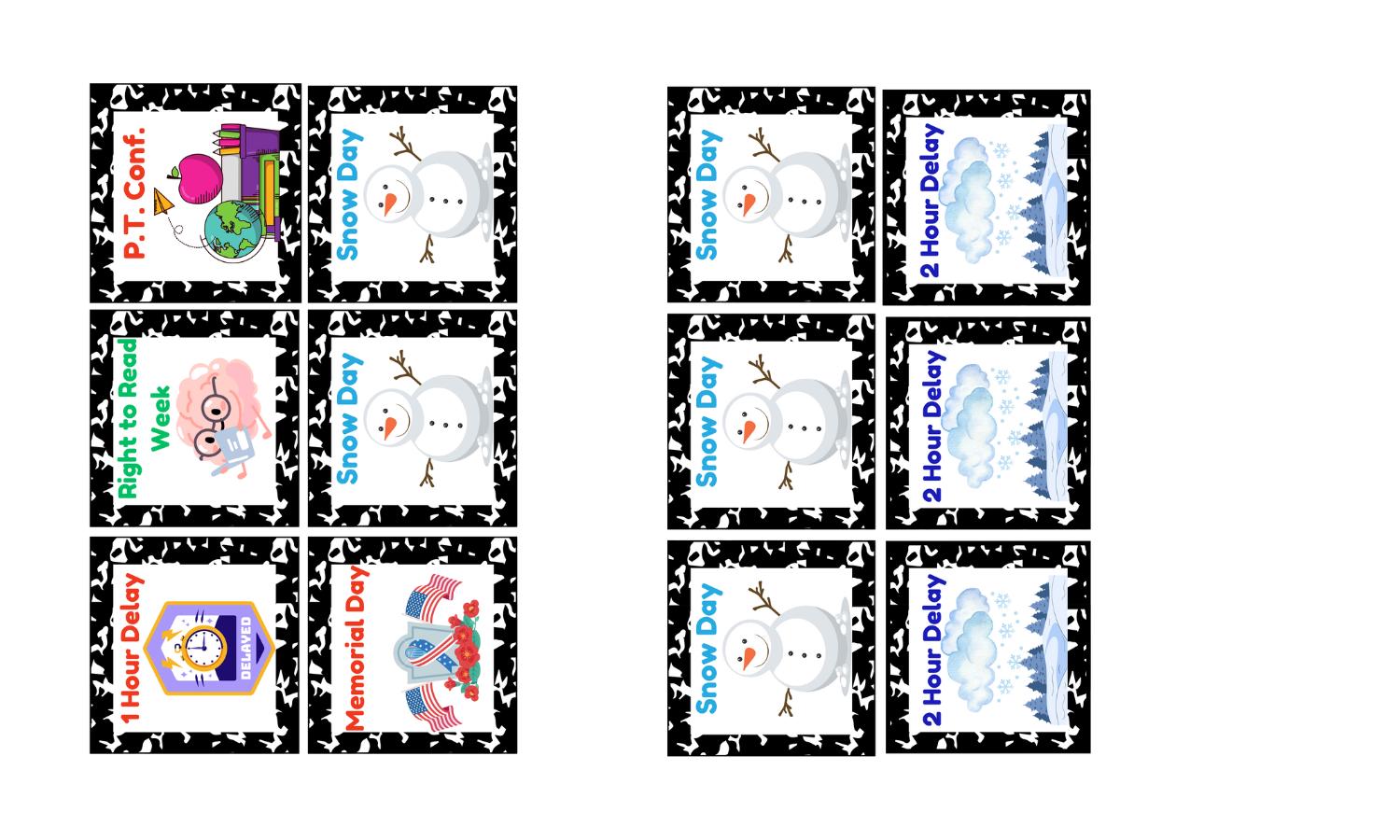 Printable Composition Notebook Style Calendar Pieces for Pocket Chart ...