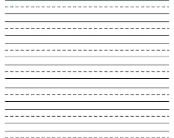 May include: Blank lined paper with a dashed line between each solid line.