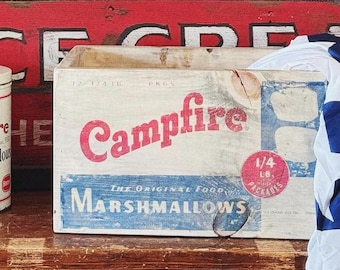 Caja de malvaviscos para fogata de inspiración vintage, malvaviscos para fogata, 4 de julio vintage, decoración vintage del 4 de julio, decoración americana