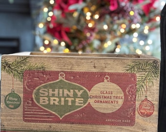 Caja de regalo brillante, caja de regalo brillante de inspiración vintage, caja de regalo navideña, decoración navideña vintage, adorno vintage, adornos brillantes
