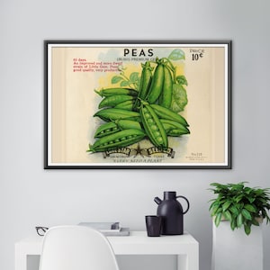 Green Peas Vegetable Seed Packet POSTER! (up to 24&quot; x 36&quot;) - Vintage - Kitchen - Garden - Cook