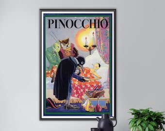 1932 Pinocchio Book Cover POSTER! (full-Size 24" x 36" or smaller) - Carlo Collodi - Puppet - Literature - Story - Vintage - Antique - Art