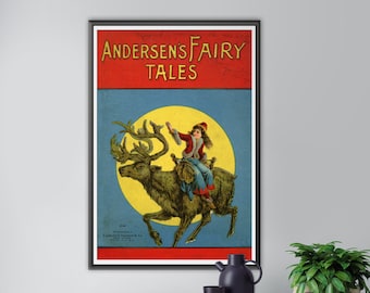 Póster del libro de cuentos de hadas de 1921: Hans Christian Andersen, arte infantil vintage