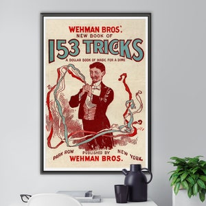AFFICHE vintage de tours de magie ! (jusqu'à 24" x 36") - Magicien - Magie - Magicien - vintage - Cartes à jouer - Art - Antique - Wehman - New York