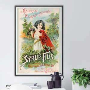 Vintage Syrup of Figs Poster: Antique Apothecary Print