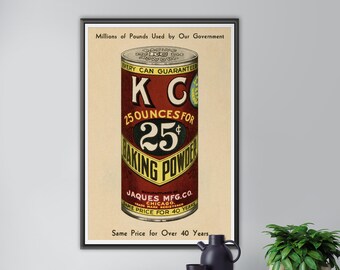 Póster vintage de polvo para hornear de Kansas City: decoración de cocina de los años 30
