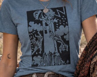 The Tower Tarot Shirt, Vintage 1918 Image Graphic Tee, Slim Fit Unisex Shirt