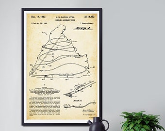 Póster de patente de trineos Matterhorn Bobsleigh: Plano vintage de Disneyland