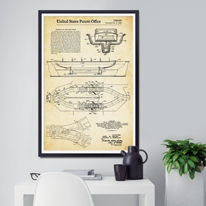 Vintage &quot;It&#39;s a Small World&quot; Boat Patent Art POSTER! (up to 24&quot; x 36&quot;) - 1965 - Fantasyland - Ride - Art Print - Blueprint - Disney - Ride