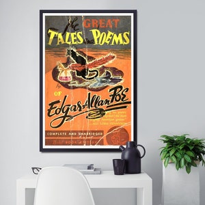 Edgar Allan Poe Book Cover Poster: Vintage Macabre Literature Art