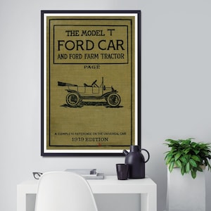 1919 Ford Model T Handbook Cover Poster: Classic Car Garage Art