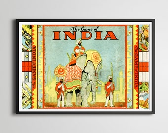 Póster de parchís de la India de la década de 1930: lámina artística india vintage