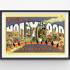 ¡PÓSTER de Hollywood vintage! (hasta tamaño completo 24" x 36") - Postal de letras grandes - Alta calidad - Estilo antiguo - Decoración de pared