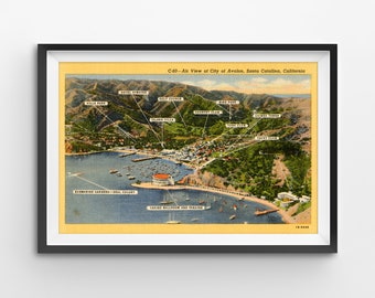 Póster vintage de la Isla Catalina: Impresión artística del salón de baile Avalon & Casino