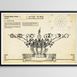 1980s Dumbo Patent Art POSTER! (up to 24 x 36) - Disney - Disneyland - Fantasyland - Elephant - Flying - Ride - Attraction - Print - Vintage