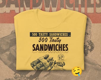 Vintage Sandwich T-Shirt | Retro Cookbook Art Tee | Foodie Graphic Shirt