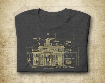 Camiseta con plano de la Mansión Encantada - Disneyland - Tallas para adultos y jóvenes - California