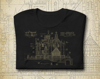 Haunted Mansion Blueprint T-Shirt - Disney World - Adult and Youth Sizes - Florida