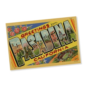 Vintage Pasadena Travel Poster: Retro California Wall Art, Rose Bowl Stadium