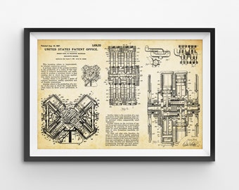 Póster de patente de motor Ford Modelo T: Plano automotriz