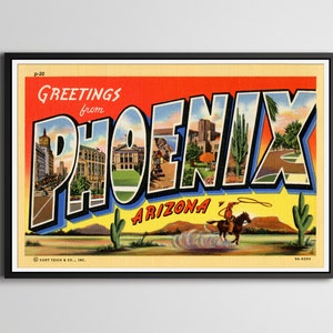¡PÓSTER de letras grandes de PHOENIX vintage! (hasta 24" x 36") - Viajes antiguos - Estados Unidos - Letras - Arizona - Suroeste - Estados
