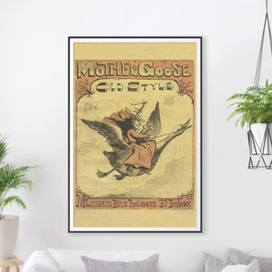 1890 Mother Goose Poster! - up to 24&quot; x 36&quot; - Antique Book | Nursery | Kids | Children | Victorian