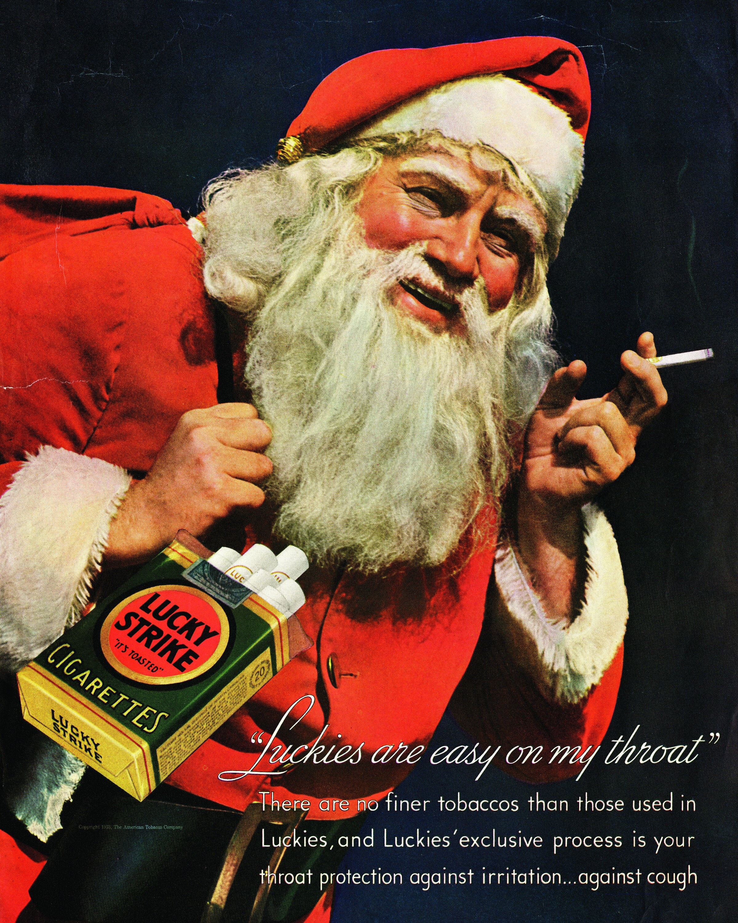 ヴィンテージ サンタクロース ラッキーストライク 広告プリント - 1935