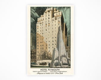 1929 Hotel Plymouth Poster - 1918 Vintage Broadway New York City