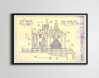 Haunted Mansion Blueprint POSTER! (up to 24&quot; x 36&quot;) - Vintage - Ride - Disney World - Theme Parks - Liberty Square - Doom Buggy - Ghosts