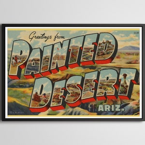 ¡PÓSTER DE VIAJES DE Arizona DEL DESIERTO PINTADO! (hasta 24" x 36") - Postal de letra grande - Vintage - Antiguo - Parque Nacional - Estilo suroeste - Arte