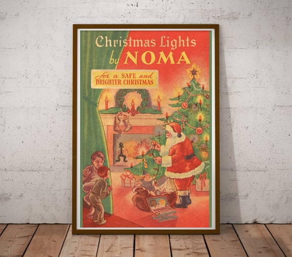 ヴィンテージ NOMA クリスマス ライト ポスター: サンタクロース、1930
