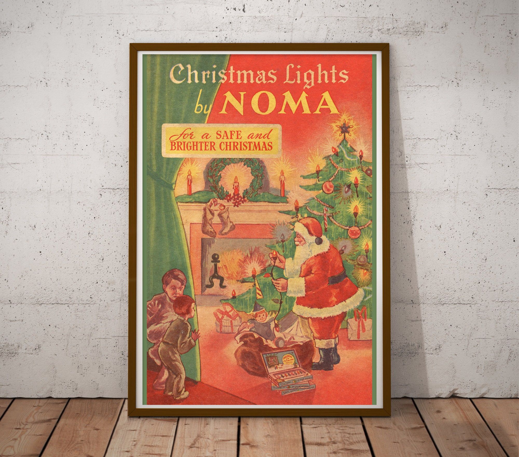 ヴィンテージ NOMA クリスマス ライト ポスター: サンタクロース、1930