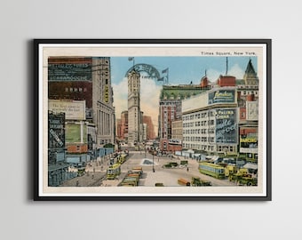 Cartel vintage de Times Square: Impresión publicitaria de Nueva York de 1924
