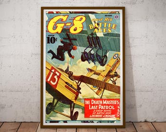 1942 Dogfight Aviation Poster | Retro Battle Aces Airplane Warplanes Print | World War Plane