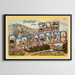 Cartão postal da grande letra de San Bernardino CARTAZ! (até tamanho normal 24 x 36) - Estilo Vintage - Califórnia