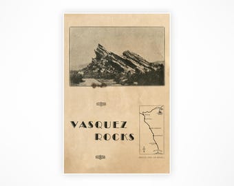 Vasquez Rocks Vintage Brochure Poster - Western Southwest Desert Movies