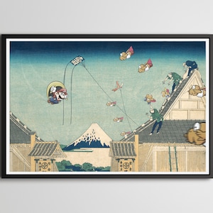 Cape Mario versus Super Koopas! - Originele POSTER! (tot 24" x 36") - 1990 - Super Mario World - Nintendo - Hokusai - Mitsui Shop - schilderij