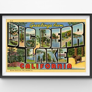 Vintage Big Bear Lake Poster: California Travel Art Print