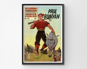 Vintage Paul Bunyan Comic Poster: 1969 Classics Illustrated Junior